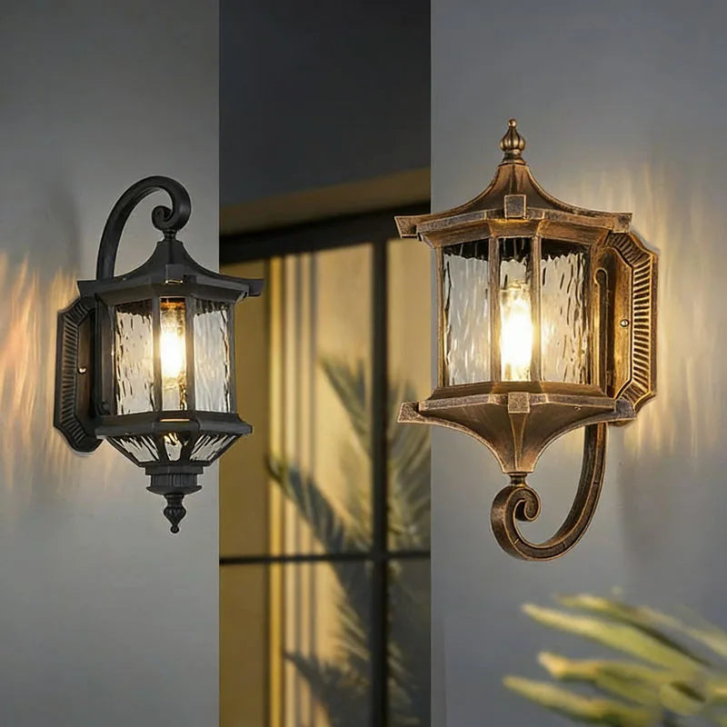 applique murale led noir bronze verre texturé classique vintage éclairage maison fixations e27