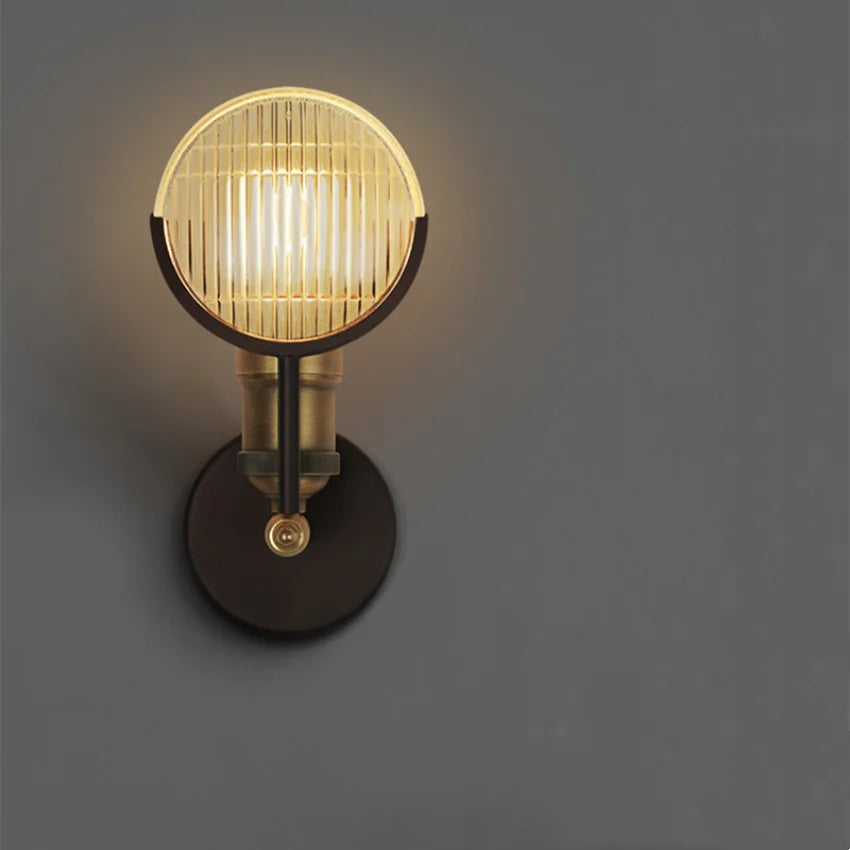 lampe murale industrielle vintage transparente noir doré striés éclairage chambre cuisine salle manger