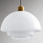 lampe suspendue minimaliste verre blanc opaque métal doré salon chambre