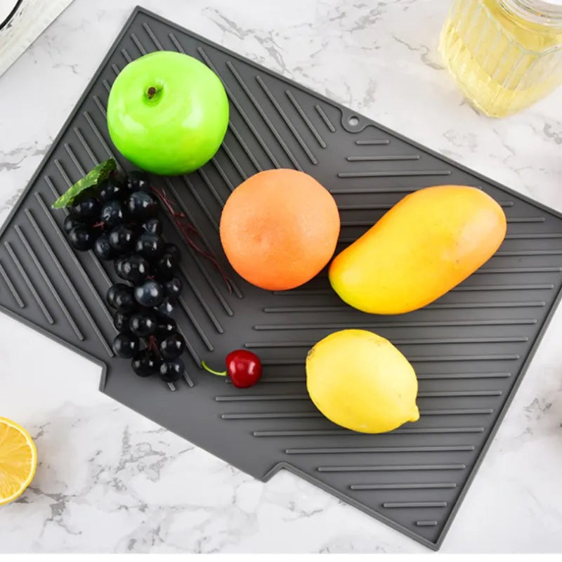 tapis silicone gris rayures diagonales moderne cuisine antidérapant respectueux environnement 37x26cm 42.5x33cm 50.5x42.5cm