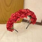 couronne fleurs artificielles bohème rouge rose blanche violette cheveux décoration mariage anniversaireintérieur