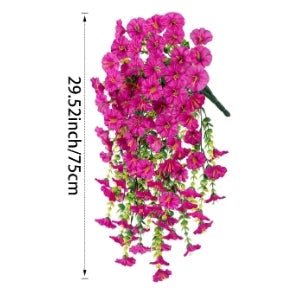 guirlande suspendue fleurs artificielles violet rose moderne décoration maison extérieure crochets 75cm
