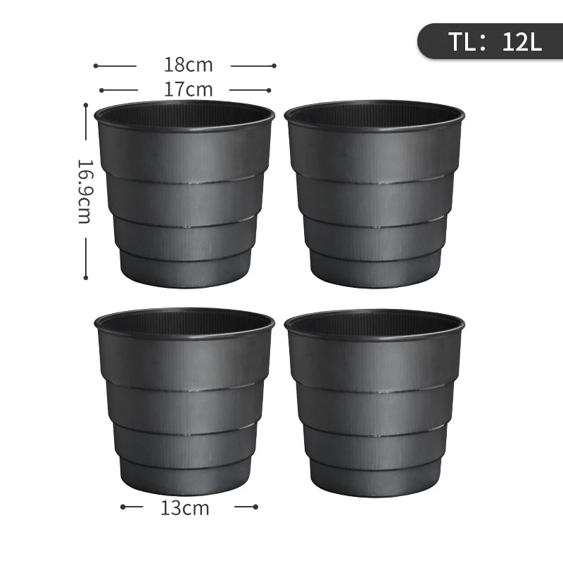 pots fleurs plastique blanc rayures modernes contrôleur racines 14cm 17cm 21cm pack pièces