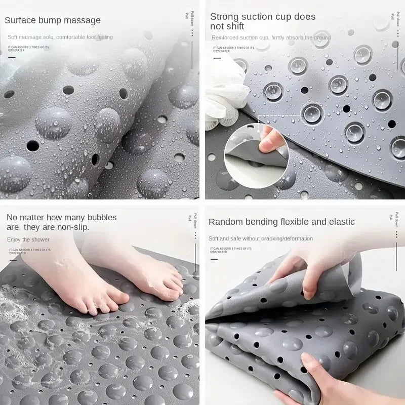 tapis bain massant antidérapant texture bosses gris moderne salle bain suction cup pvc respectueux