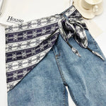foulard femme soie motif floral patchwork boho chic accessoire tête cou taille