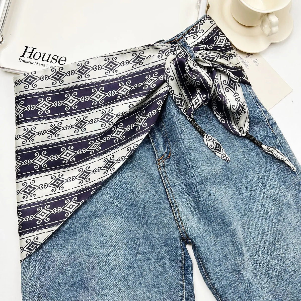 foulard femme soie motif floral patchwork boho chic accessoire tête cou taille