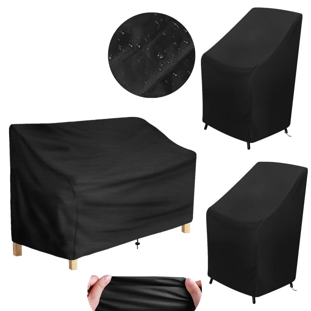 housse protection banc jardin noir poly coton cordon ajustable moderne extérieur uv resistant