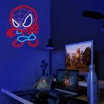 lampe néon spiderman rouge bleu blanc contour lumineux toile araignée interrupteur usb chambre enfant