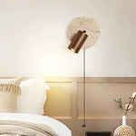 lampe murale moderne abatjour bois pierre texturée éclairage chambre coucher salon entree