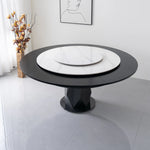 table manger ronde extensible imitation marbre noir moderne six chaises