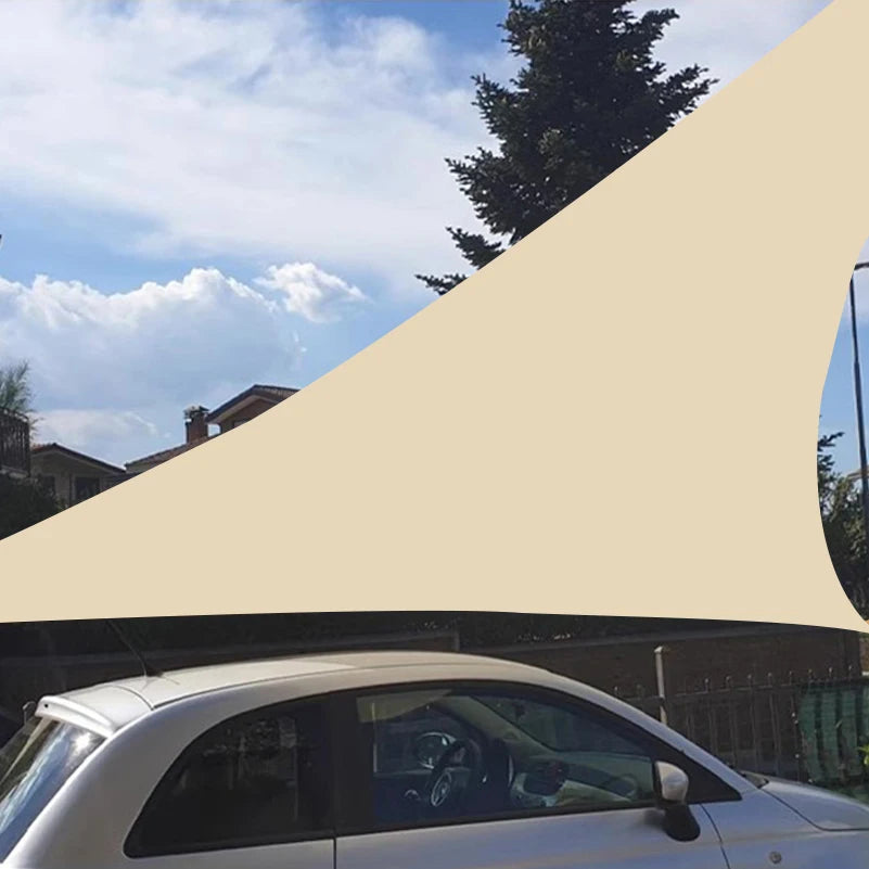 voile d'ombrage triangle beige résistante l'eau sans motif moderne tissu oxford université fixations