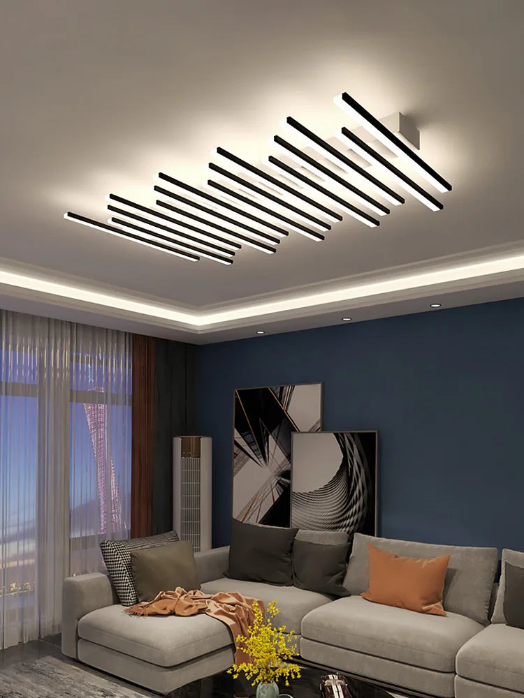 luminaire led moderne noir blanc minimaliste barreaux lisses opaques semi encastré