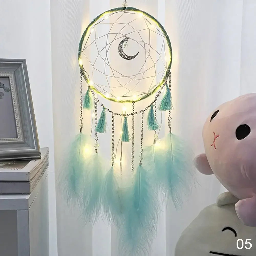 attrape rêves boho plumes tassel chain couleur bleue rose verte
