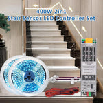 ruban led adhésif 24v bleu blanc gris contrôleur câbles moderne