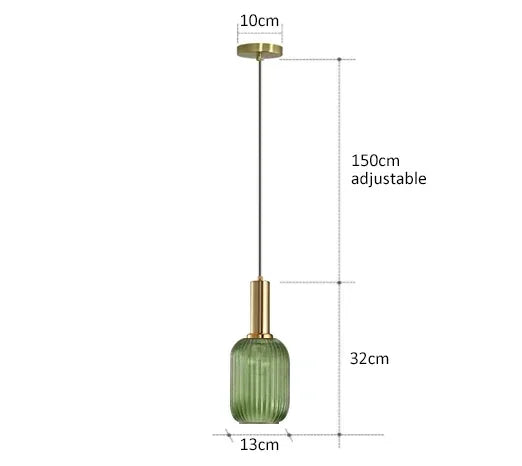 suspension lumineuse or vert gris moderne rayures horizontales opacité câble noir 13cm 20cm 30cm