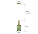 suspension lumineuse or vert gris moderne rayures horizontales opacité câble noir 13cm 20cm 30cm
