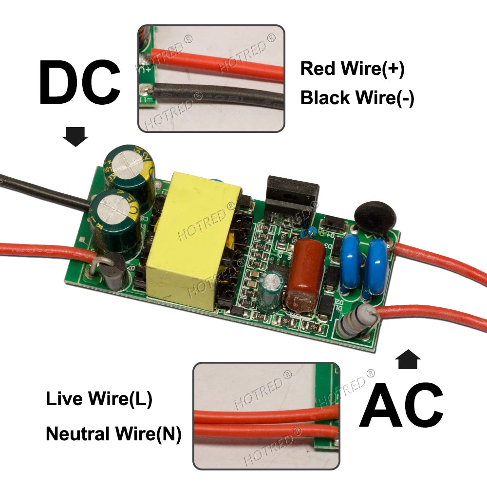 circuit intégré électronique moderne 60w 300ma 50v cc led vert jaune bleu rouge composants