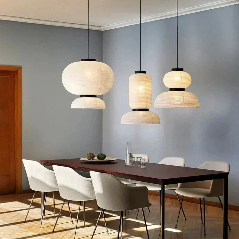 Suspension lumineuse moderne papier blanc rayures horizontales opaques 249 2000 lumens 90 260V
