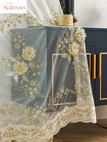 rideau semi transparent brodé fleurs élégant moderne maison polyester machine lavable