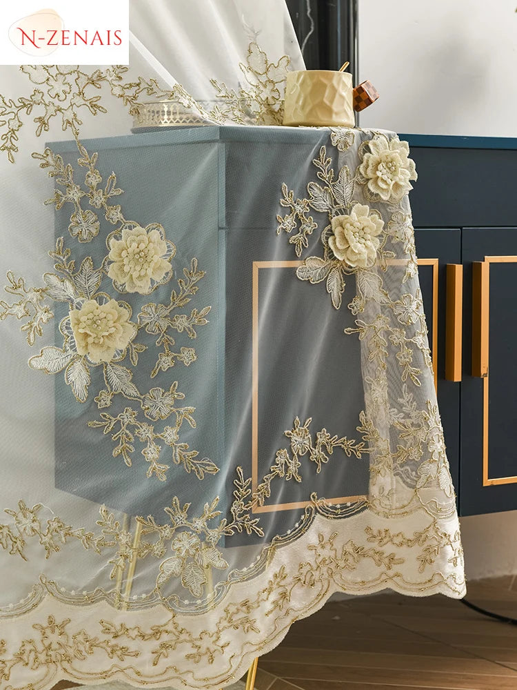 rideau semi transparent brodé fleurs élégant moderne maison polyester machine lavable