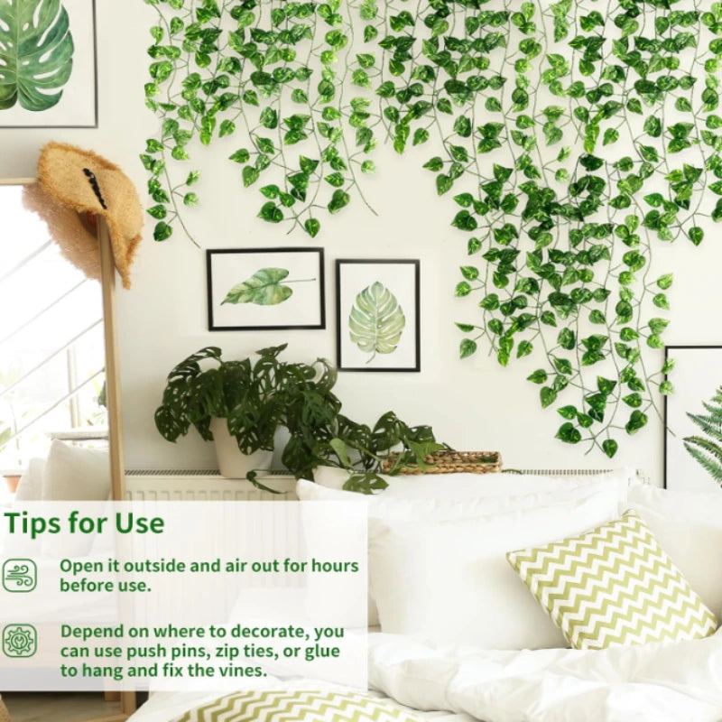 guirlande artificielle feuilles vertes vigne soie extérieur moderne décoration chambre mariage fête prénuptiale suspendue