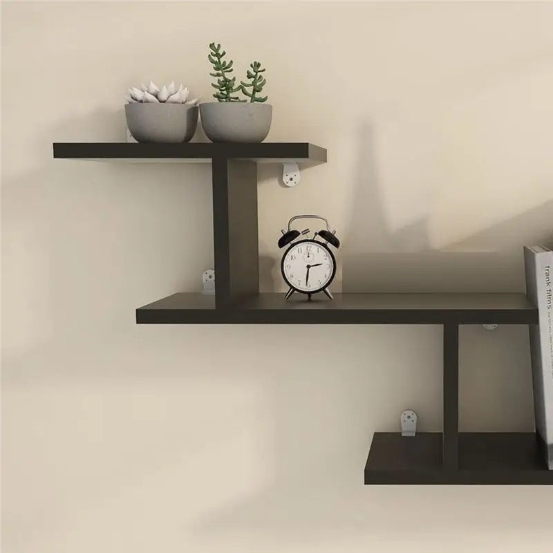 étagère murale sans perçage bois noir contemporaine multifonctionnelle décoration chambre coucher