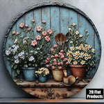 tableau mural floral bois opaque couleur bleue marron verte blanche rose jaune 20cm