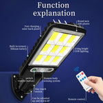 lampes solaires murales noires 108 led cob ip65 moderne télécommande capteur mouvement