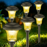 lampe solaire jardin led moderne noir jaune doré texture verre striée ip65 étanche flux
