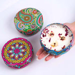 bougies parfumées boîte florale artistique motifs colorés cadeaux anniversaire mariage