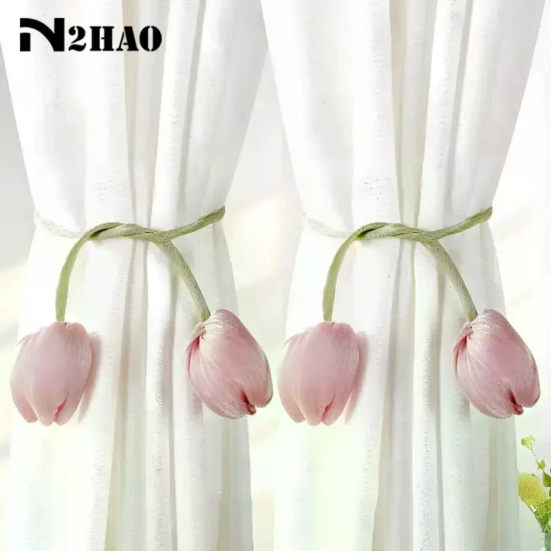 accessoires fenetre tulipes relief vert clair rose pâle violet clair moderne ruban réglable