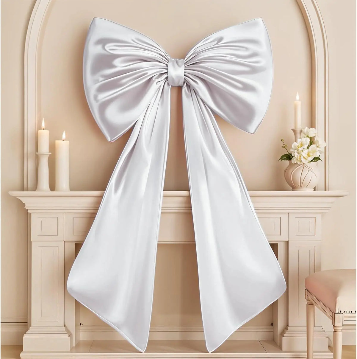 décoration murale nœud satin rose clair mariage anniversaire enfantin papillons festif