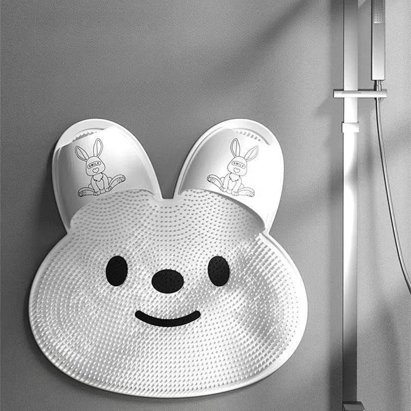 tapis bain blanc rose souriant oreilles lapin adhésif douche moderne