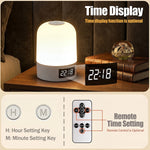 veilleuse lampe chevet blanc moderne affichage heure commande tactile rechargeable