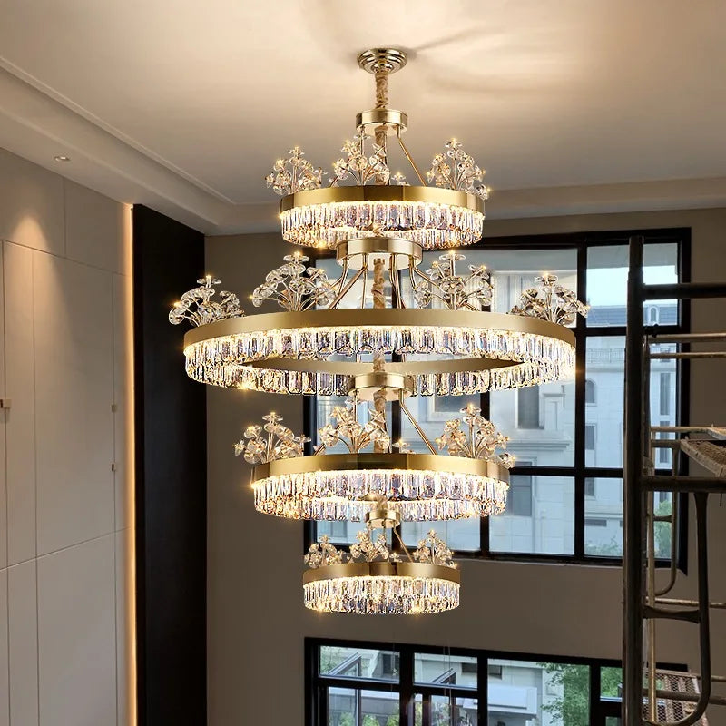 lustre suspendu cristal brillant doré élégant salon chambre 2000 82000 lumens 90 260V
