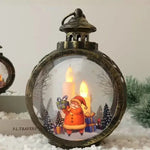 lanterne noël santa claus renne verre translucide vintage décoration fenêtre ambiance noire blanche