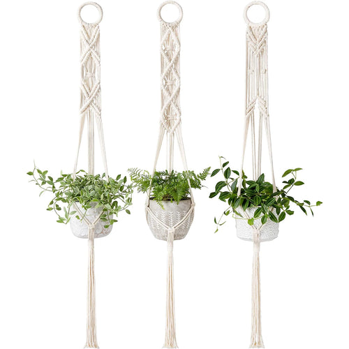 suspensions plantes tressage macramé motifs géométriques bohèmes pots suspendus intérieur extérieur