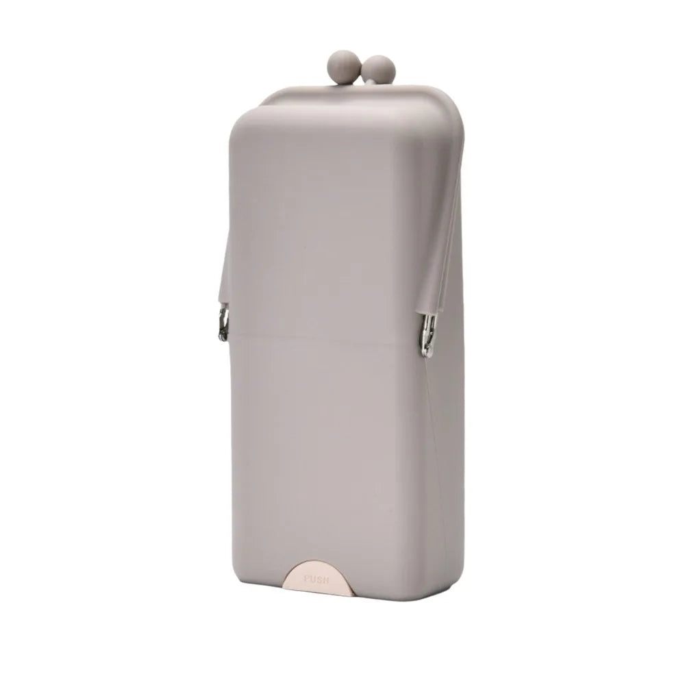 boîte maquillage réutilisable moderne gris bleu vert violet rose clips pinceaux crayons polyestère opaques