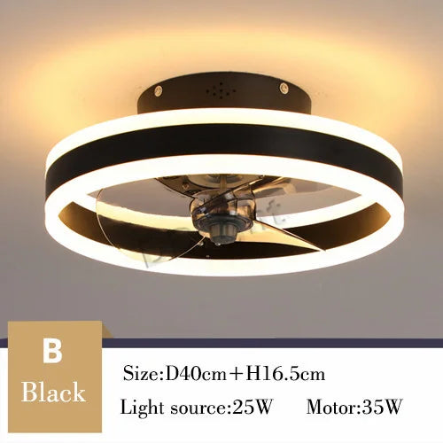 ventilateur lampe led télécommande moderne cristaux noir doré élégant fixations opaques