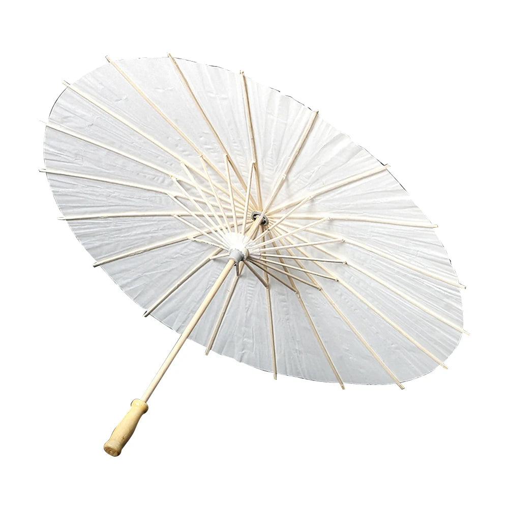 parapluie traditionnel blanc sans motif opacité vintage poignée bois résistant soleil