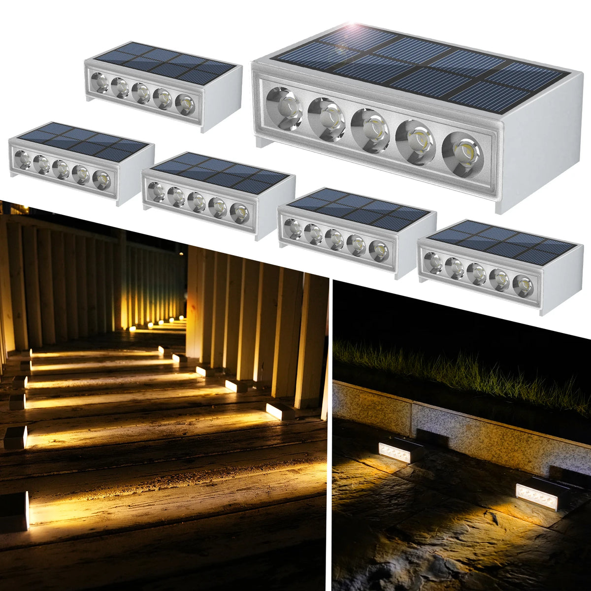 éclairage solaire marches led ip67 étanche autonomie moderne blanc adhésif