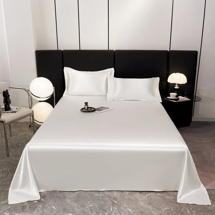 drap plat satin noir bleu uni moderne oreillers coussins lit opacité simple