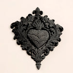 décoration murale baroque plaque ornements floraux cœur sculpté noir vis fixations maison