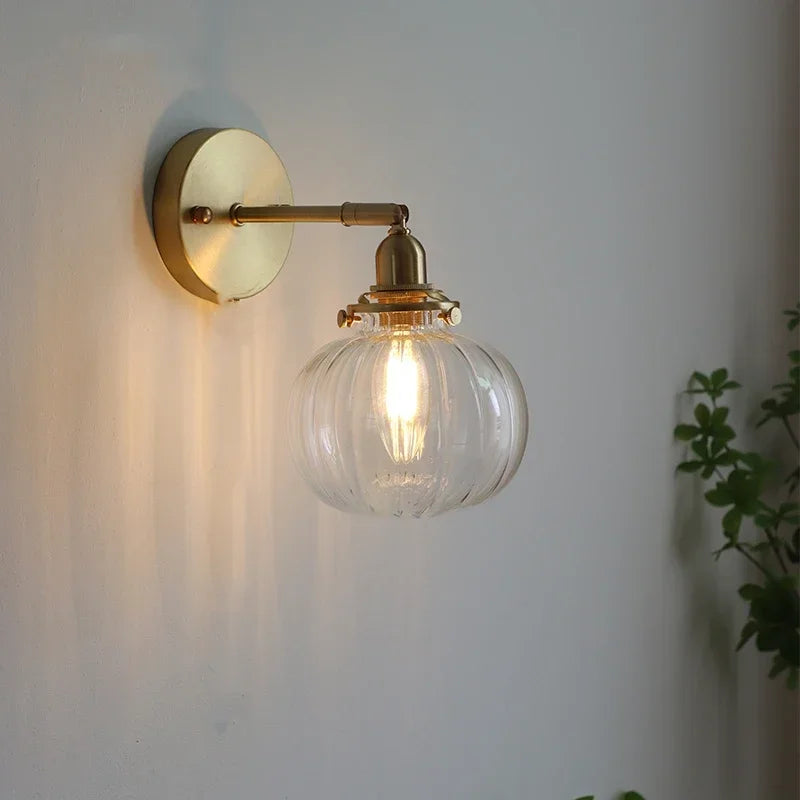 lampe murale moderne or transparent rayures ampoule led cordon interrupteur vintage électrique