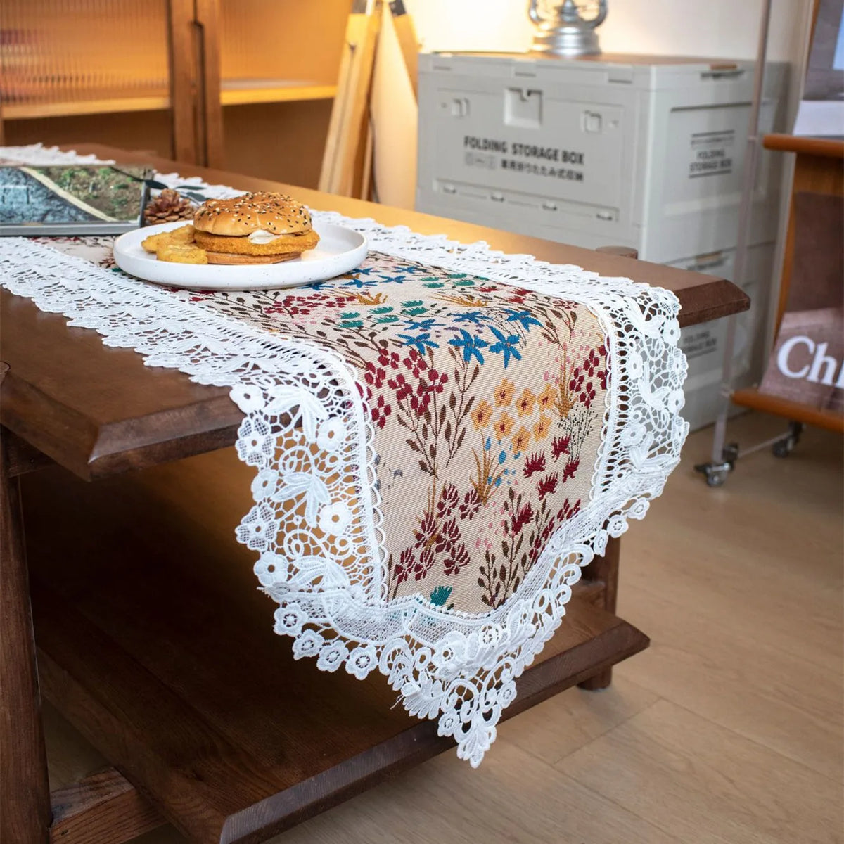 serviette table multicolore fleurs vintage polyester coton grande dimension table manger décoration maison