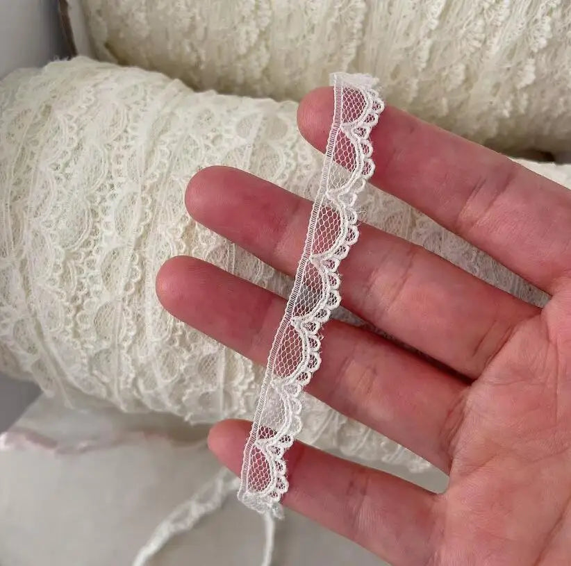 ruban dentelle polyester blanc noir beige clair 10mm classique 30mètres