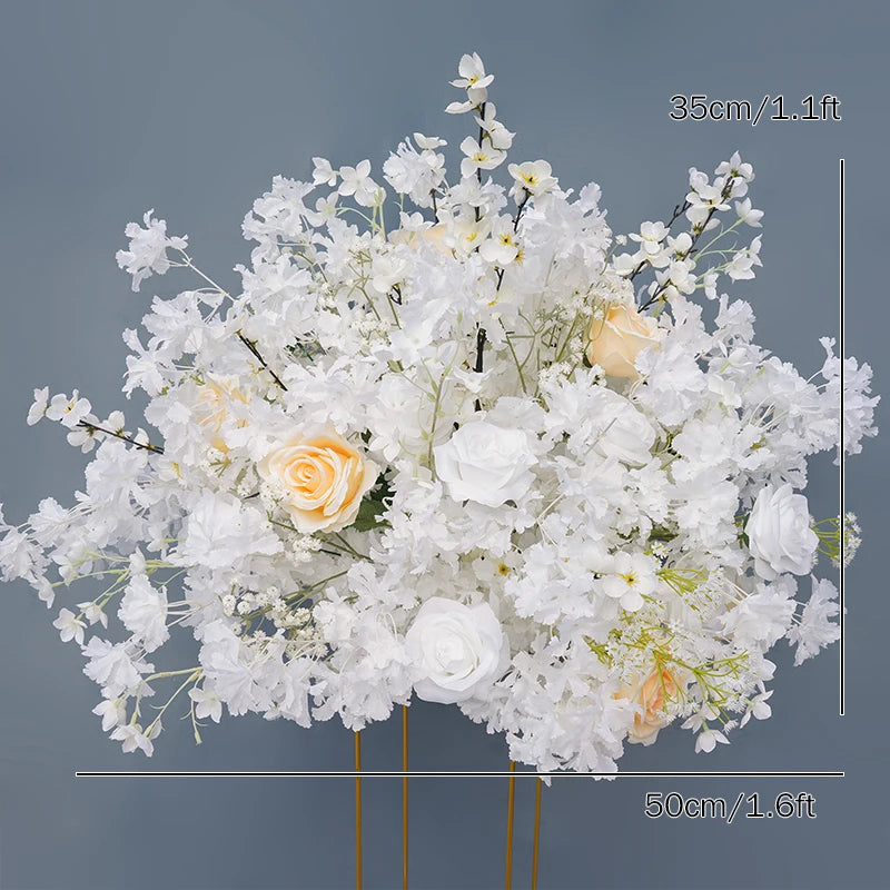 arche décorative mariage fleurs artificielles roses blanches classique romantiqueextérieur usage décoration maison