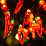 guirlande lumineuse piments rouges extérieure festive piments translucides texture décorative panneau solaire autoinstallation led