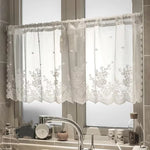 rideau blanc broderie florale transparent classique 100x45cm 100x60cm 140x45cm 140x60cm
