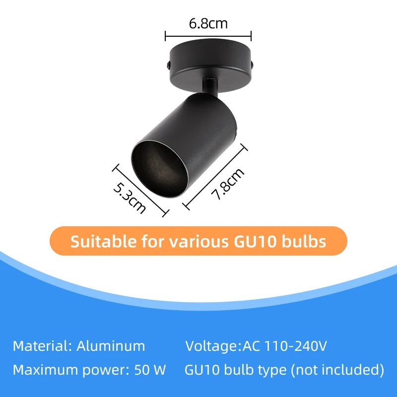 Spot lumineux LED 5W noir mat moderne compatible ampoule GU10 vis fixé